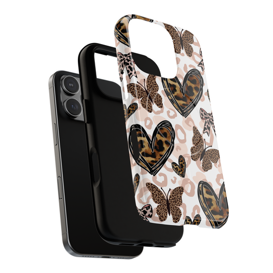 Cheetah Hearts & Butterflies | Tough MagSafe iPhone Case