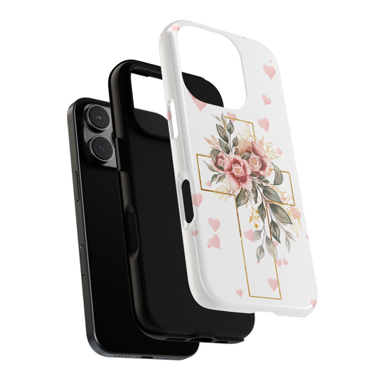 Pink Floral Cross Phone Case | Samsung, Google, & iPhone