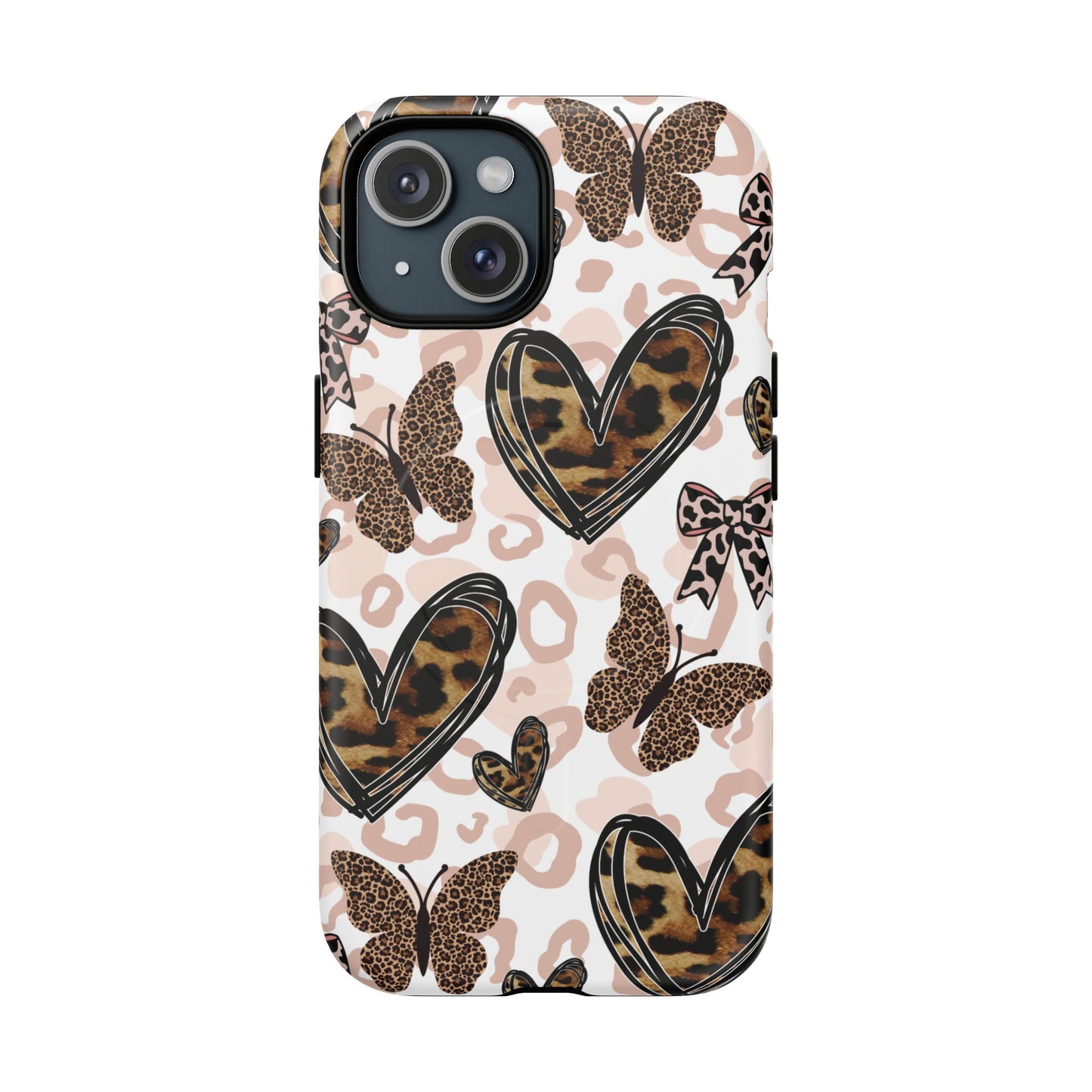 Cheetah Hearts & Butterflies | Tough MagSafe iPhone Case