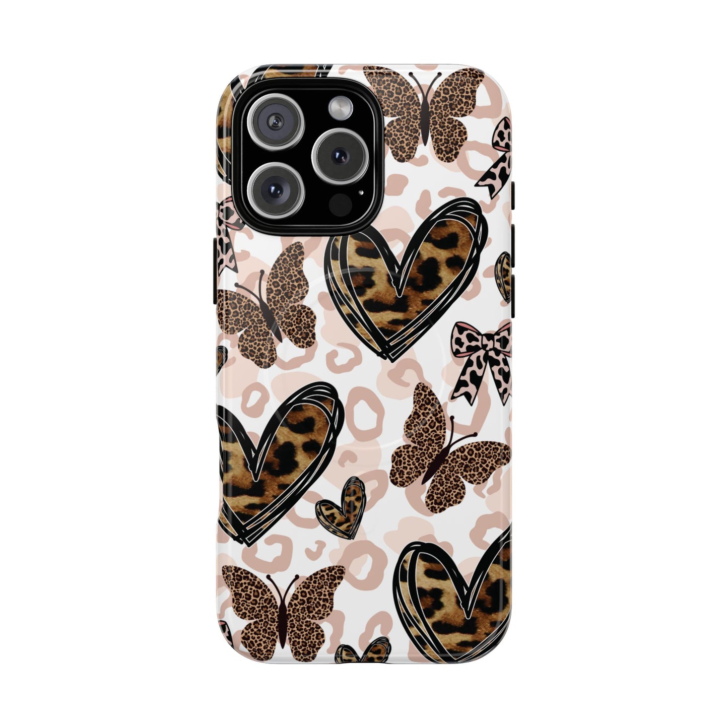 Cheetah Hearts & Butterflies | Tough MagSafe iPhone Case