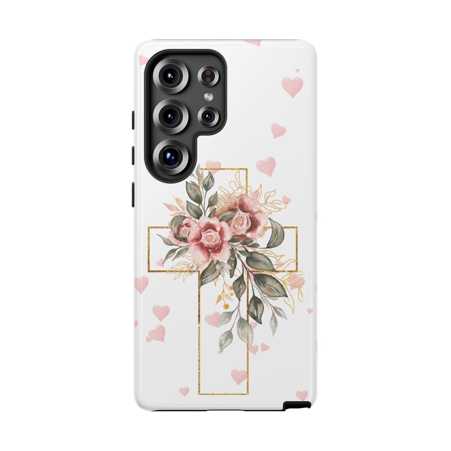 Pink Floral Cross Phone Case | Samsung, Google, & iPhone