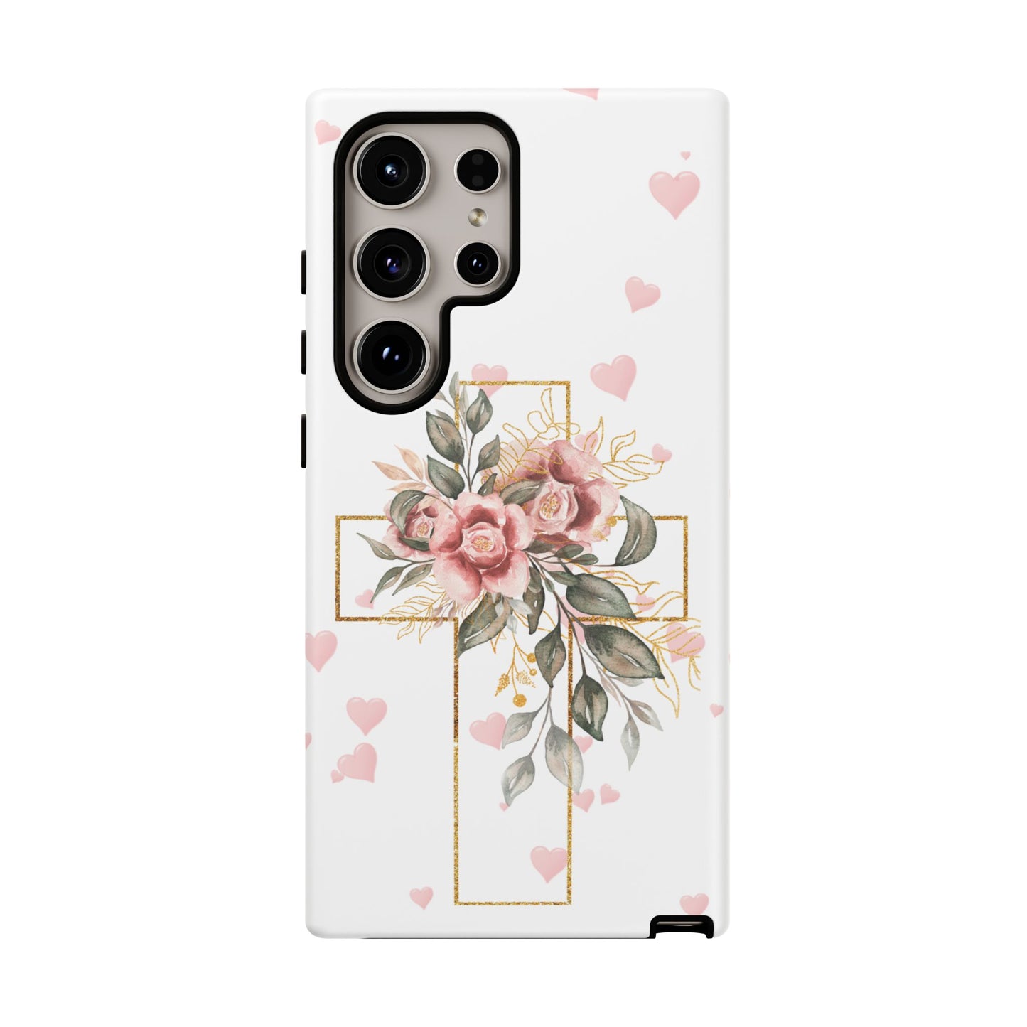 Pink Floral Cross Phone Case | Samsung, Google, & iPhone