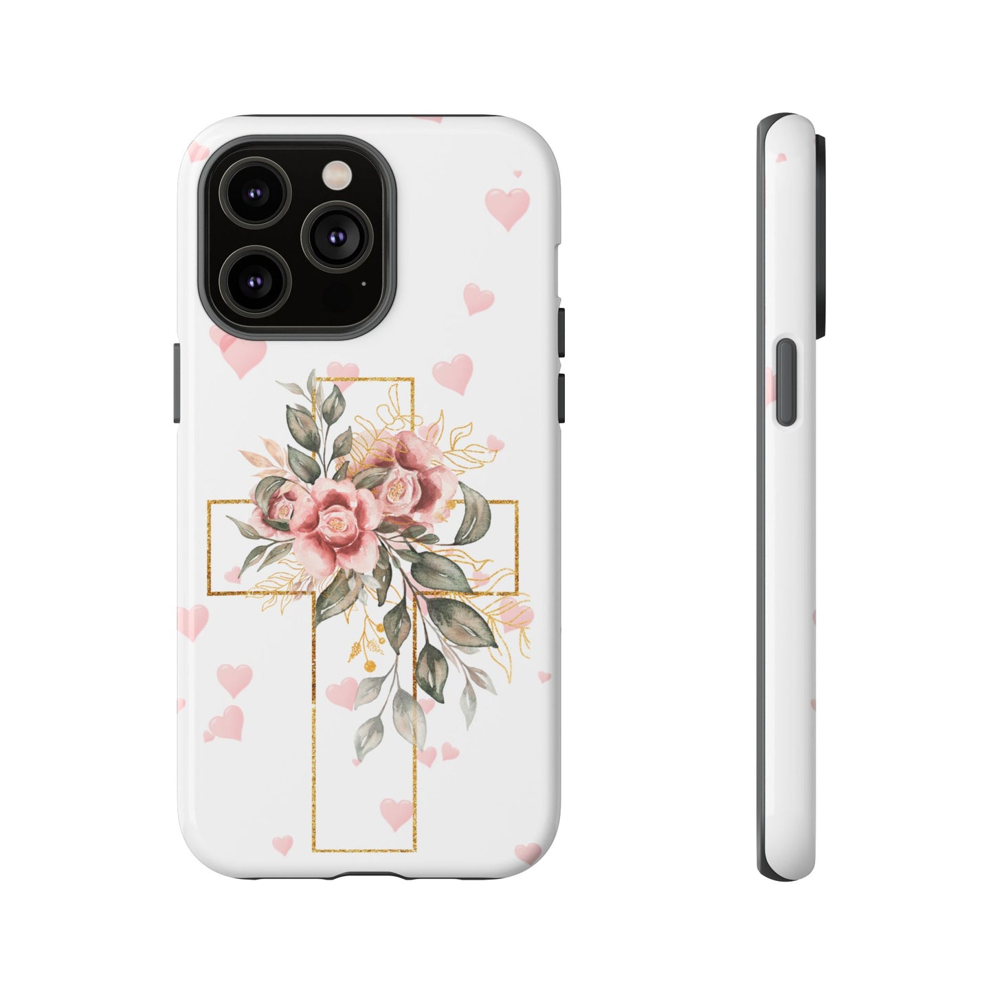 Pink Floral Cross Phone Case | Samsung, Google, & iPhone