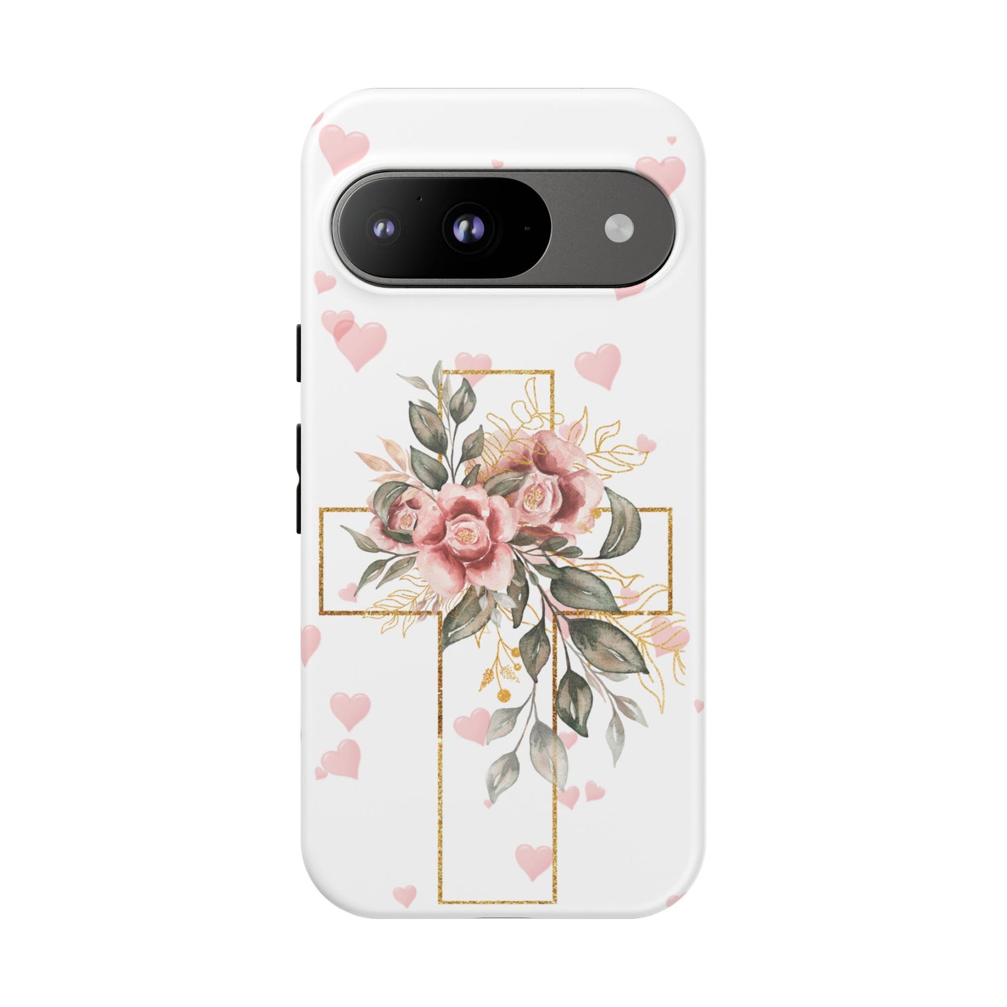 Pink Floral Cross Phone Case | Samsung, Google, & iPhone