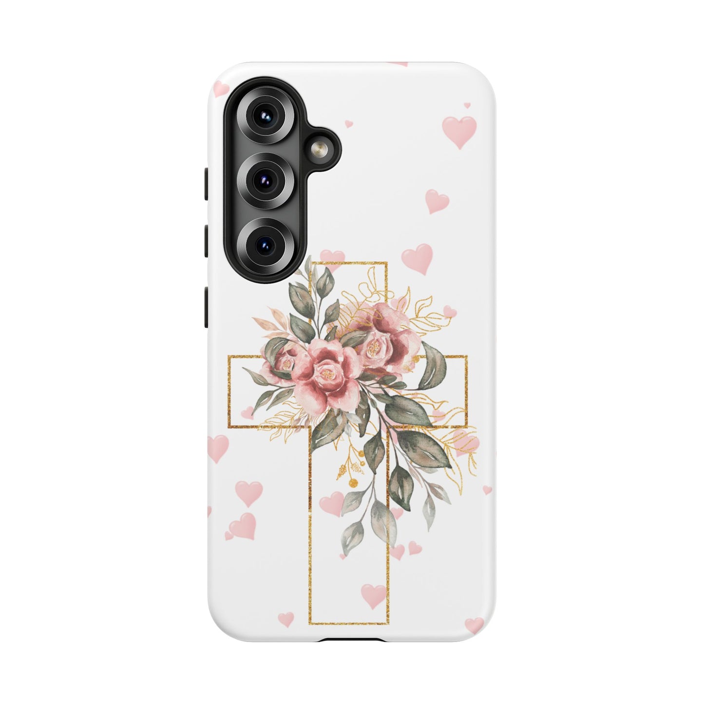 Pink Floral Cross Phone Case | Samsung, Google, & iPhone