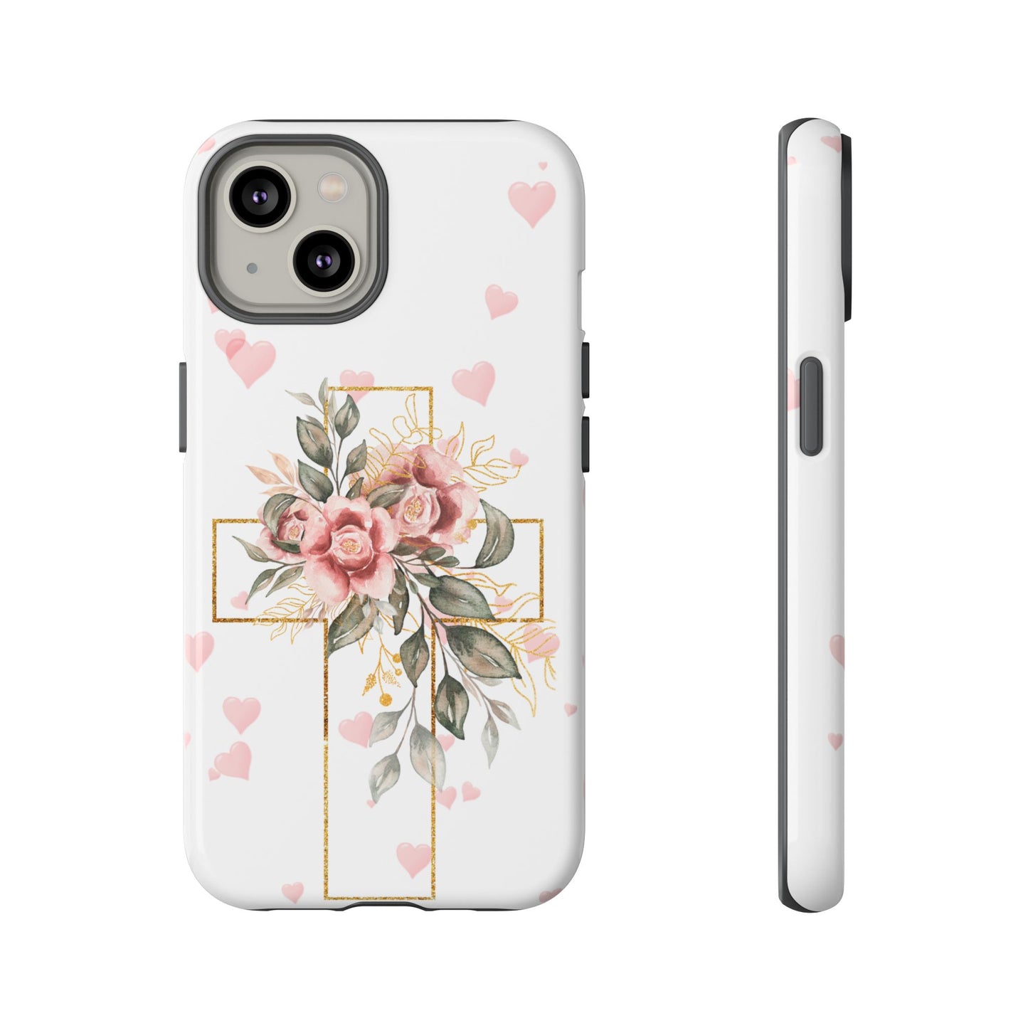 Pink Floral Cross Phone Case | Samsung, Google, & iPhone