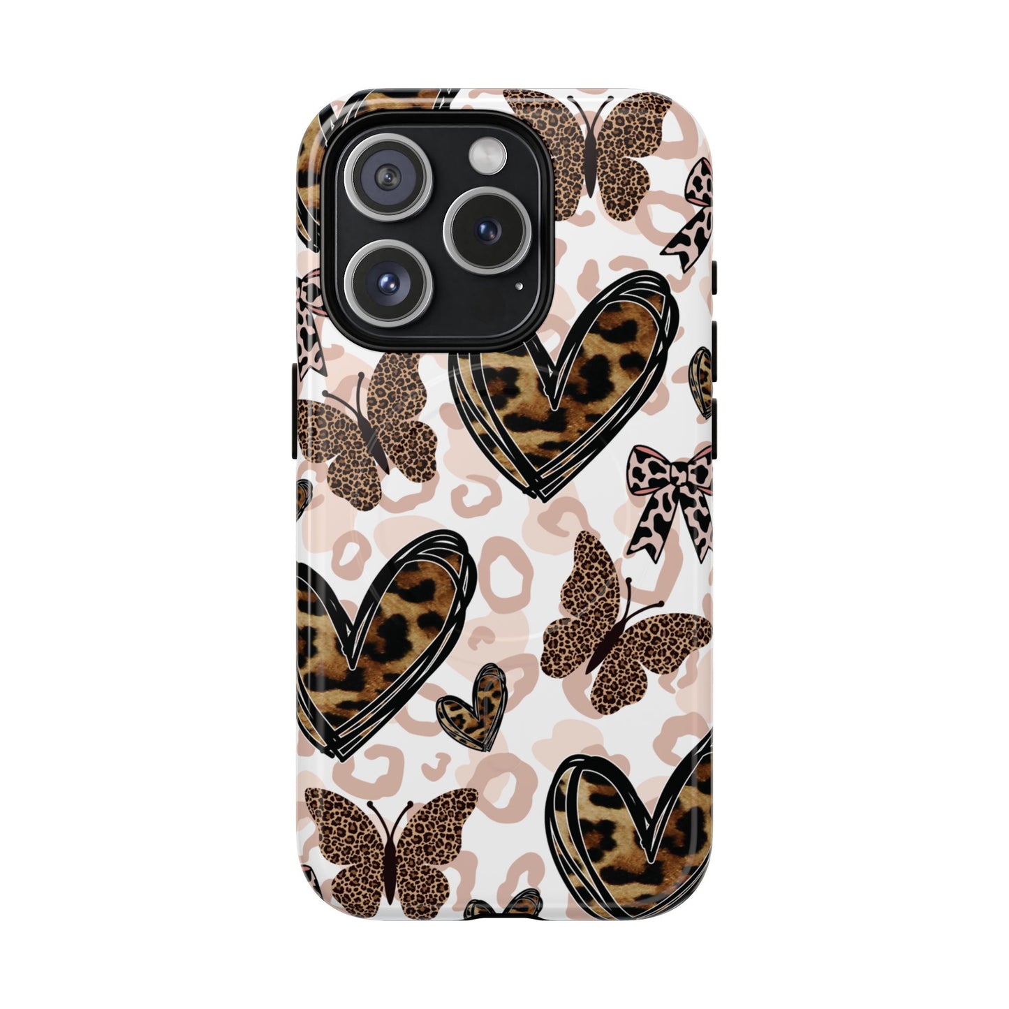 Cheetah Hearts & Butterflies | Tough MagSafe iPhone Case