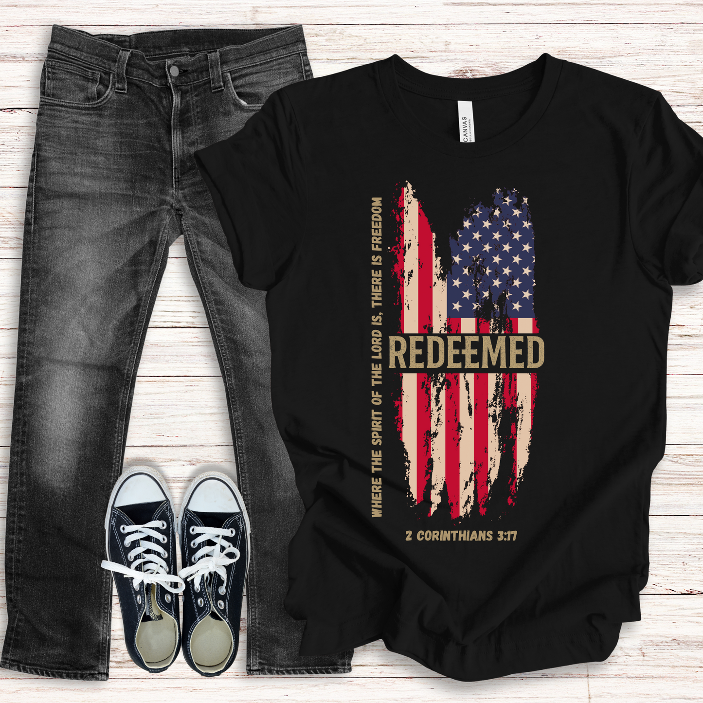 Redeemed American Flag- 2 Corinthians 3:17