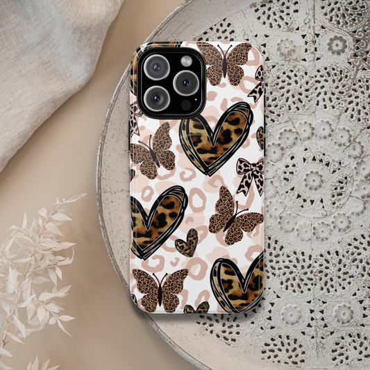Cheetah Hearts & Butterflies | Tough MagSafe iPhone Case