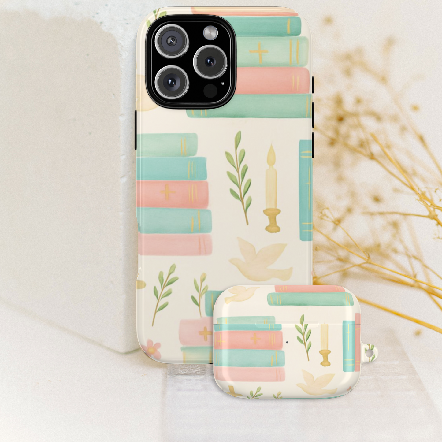 Pastel Bible Stack Airpod Case