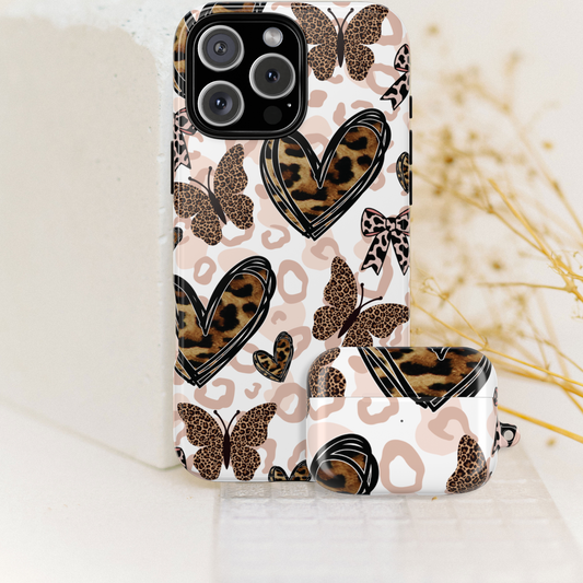Cheetah Print Hearts & Butterflies | Airpods Case