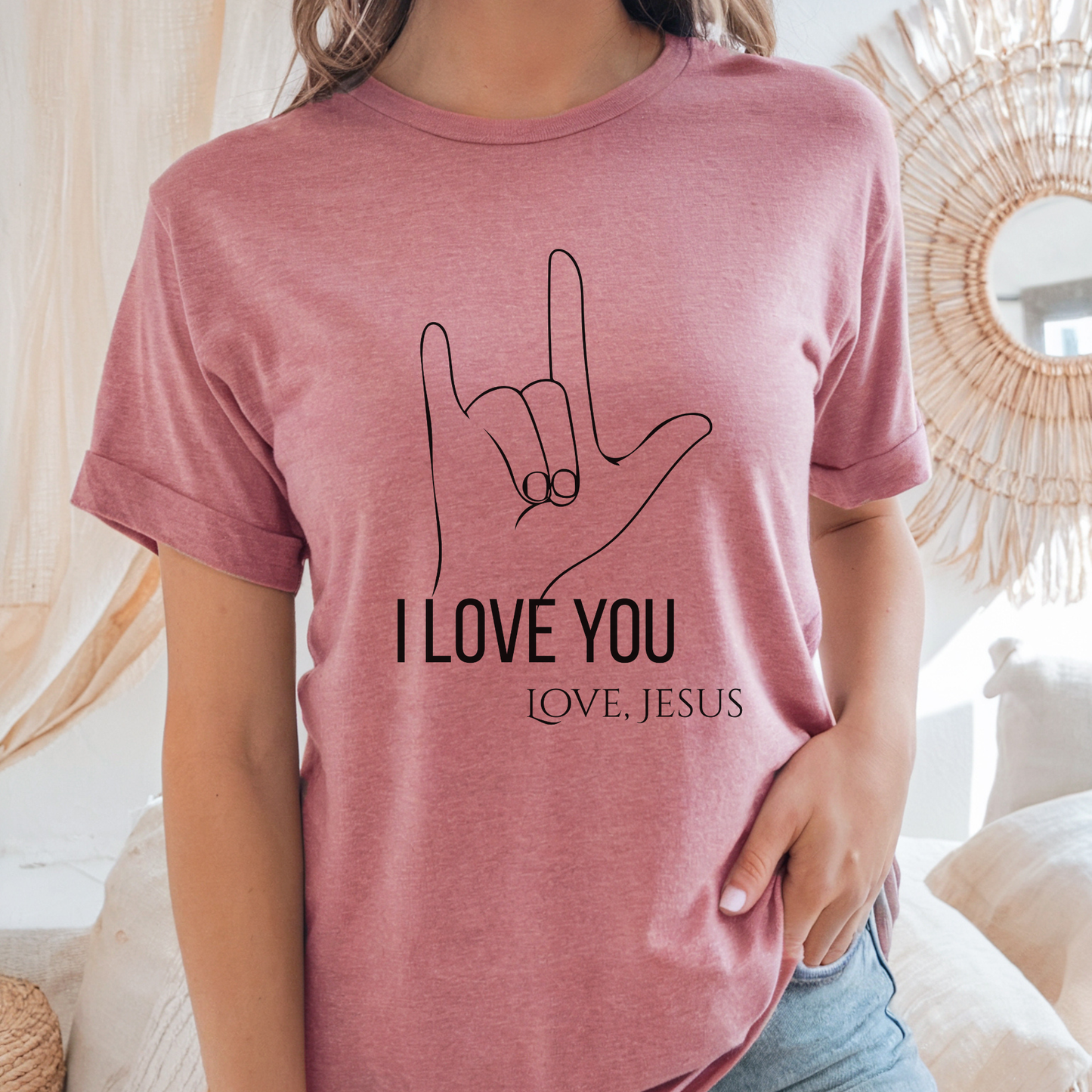 I Love You (Love, Jesus) T-Shirt — ASL Hand Sign Christian Tee-John 15:12