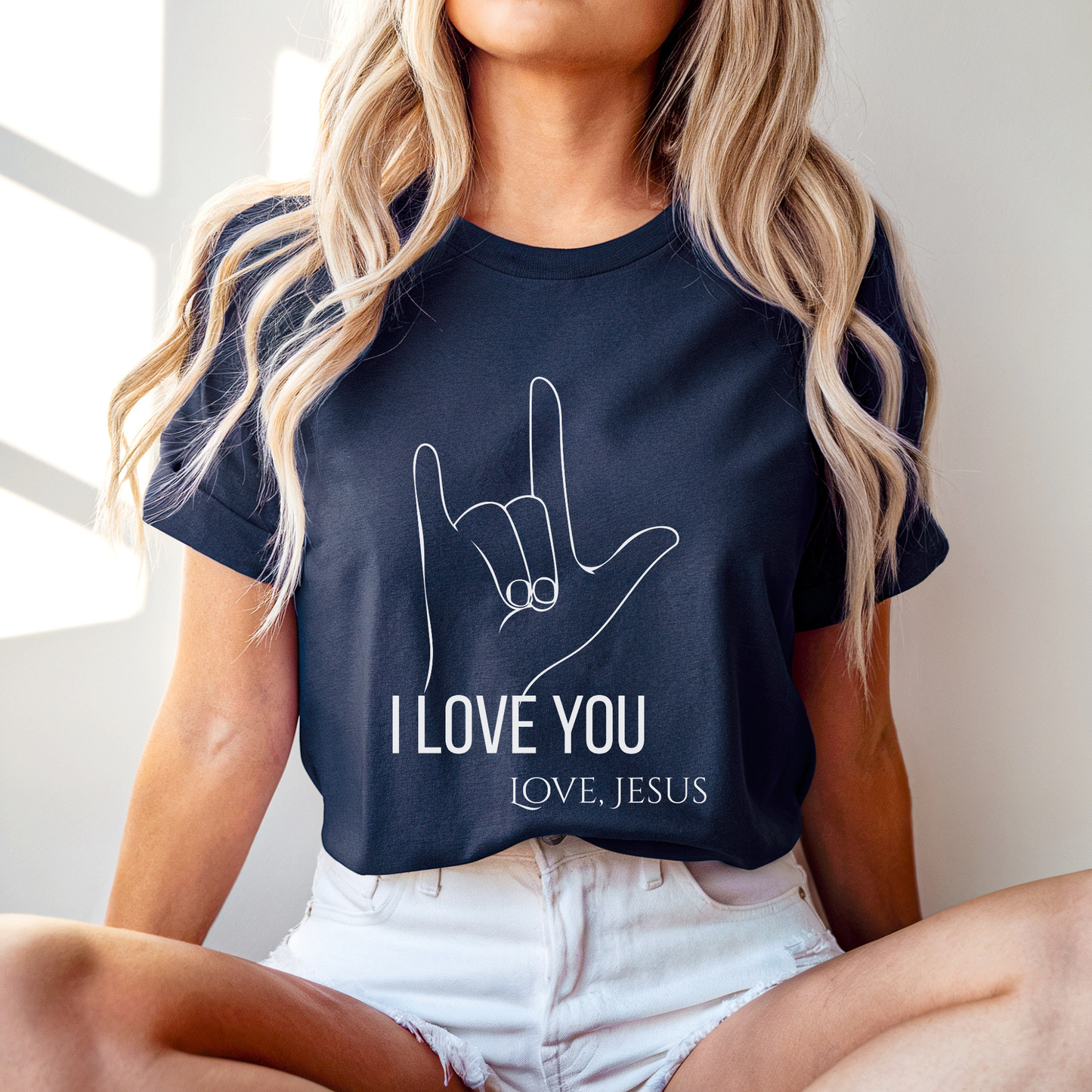 I Love You (Love, Jesus) T-Shirt — ASL Hand Sign Christian Tee-John 15:12
