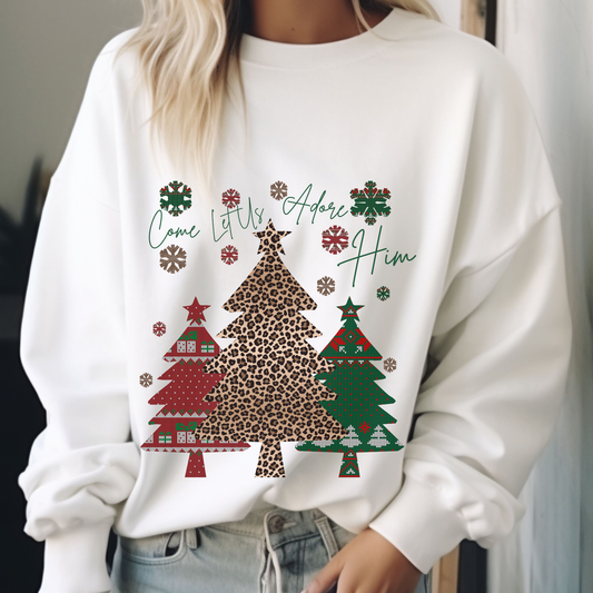 Christmas Sweatshirt- Come Let Us Adore Him
