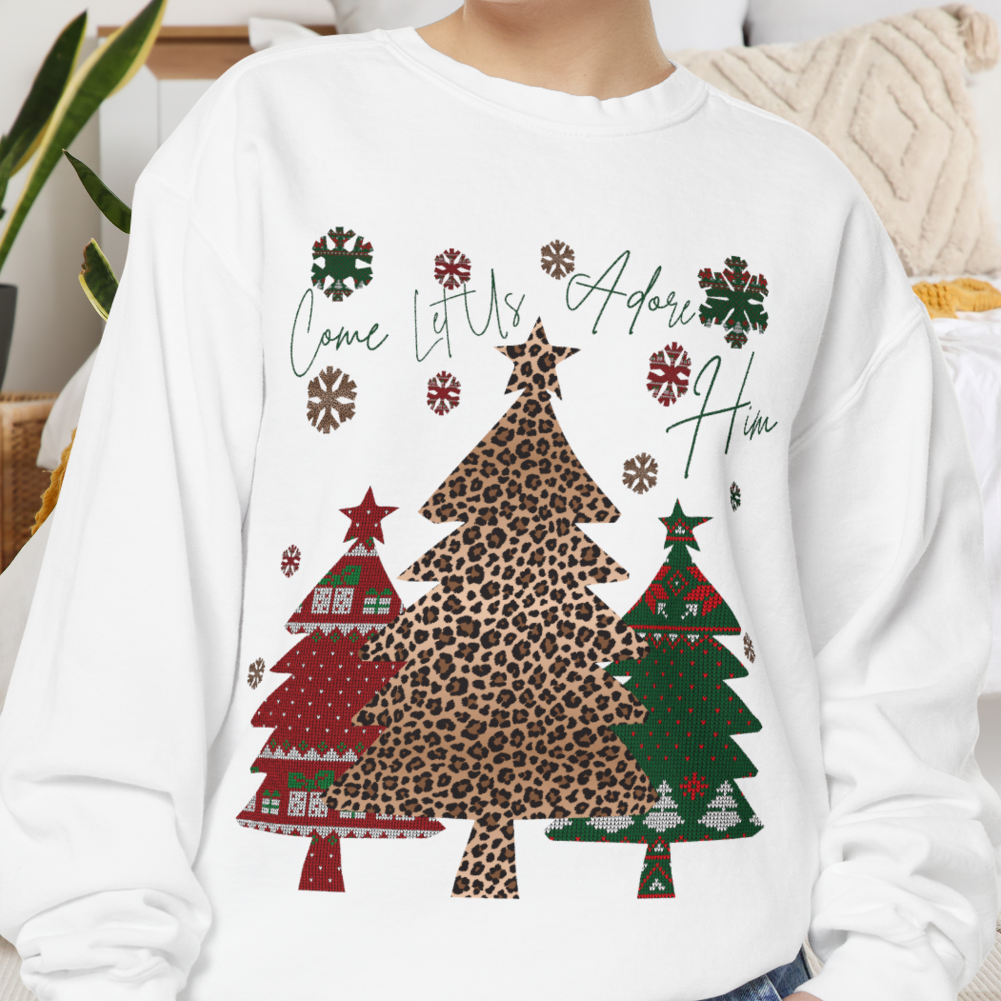 Christmas Sweatshirt- Come Let Us Adore Him