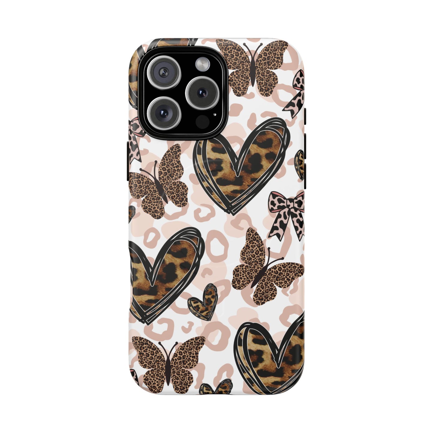 Cheetah Hearts & Butterflies | Tough MagSafe iPhone Case