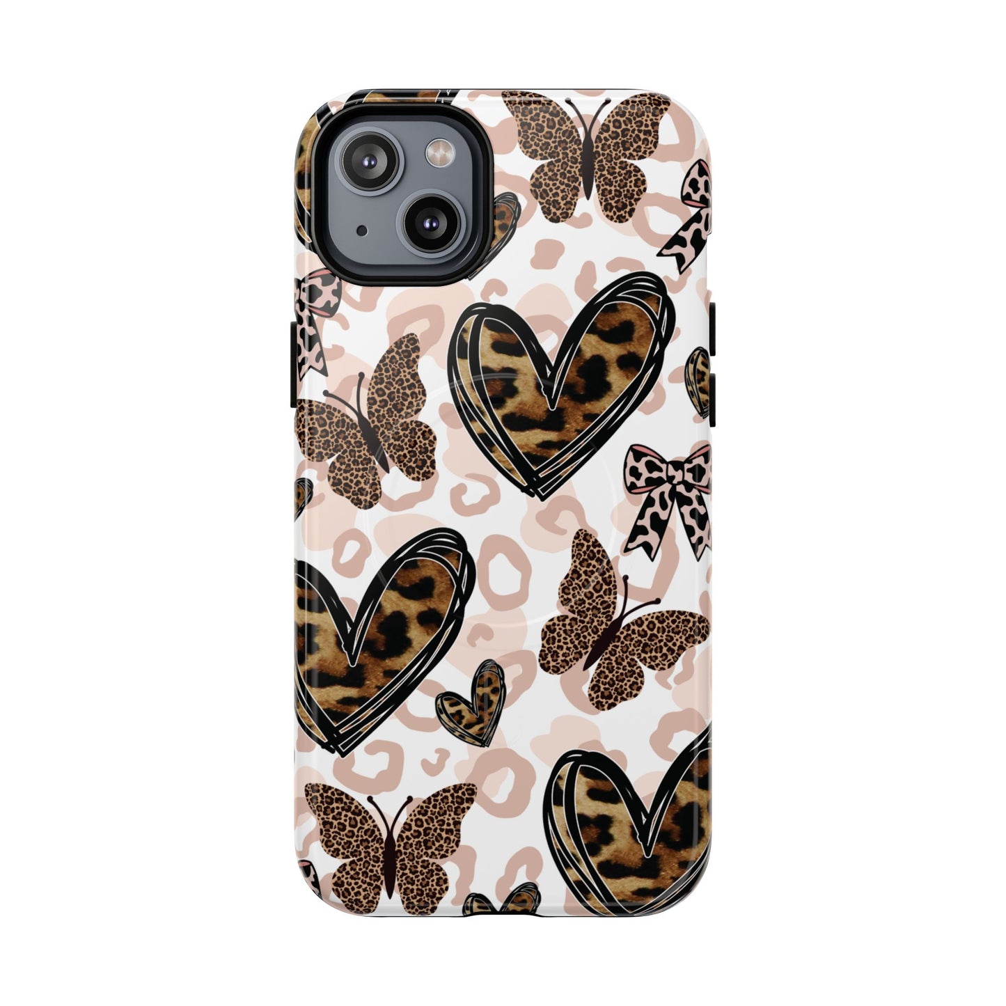 Cheetah Hearts & Butterflies | Tough MagSafe iPhone Case
