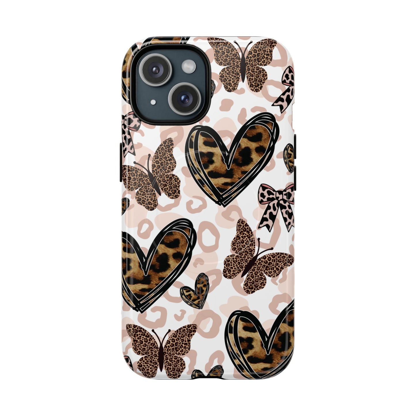 Cheetah Hearts & Butterflies | Tough MagSafe iPhone Case