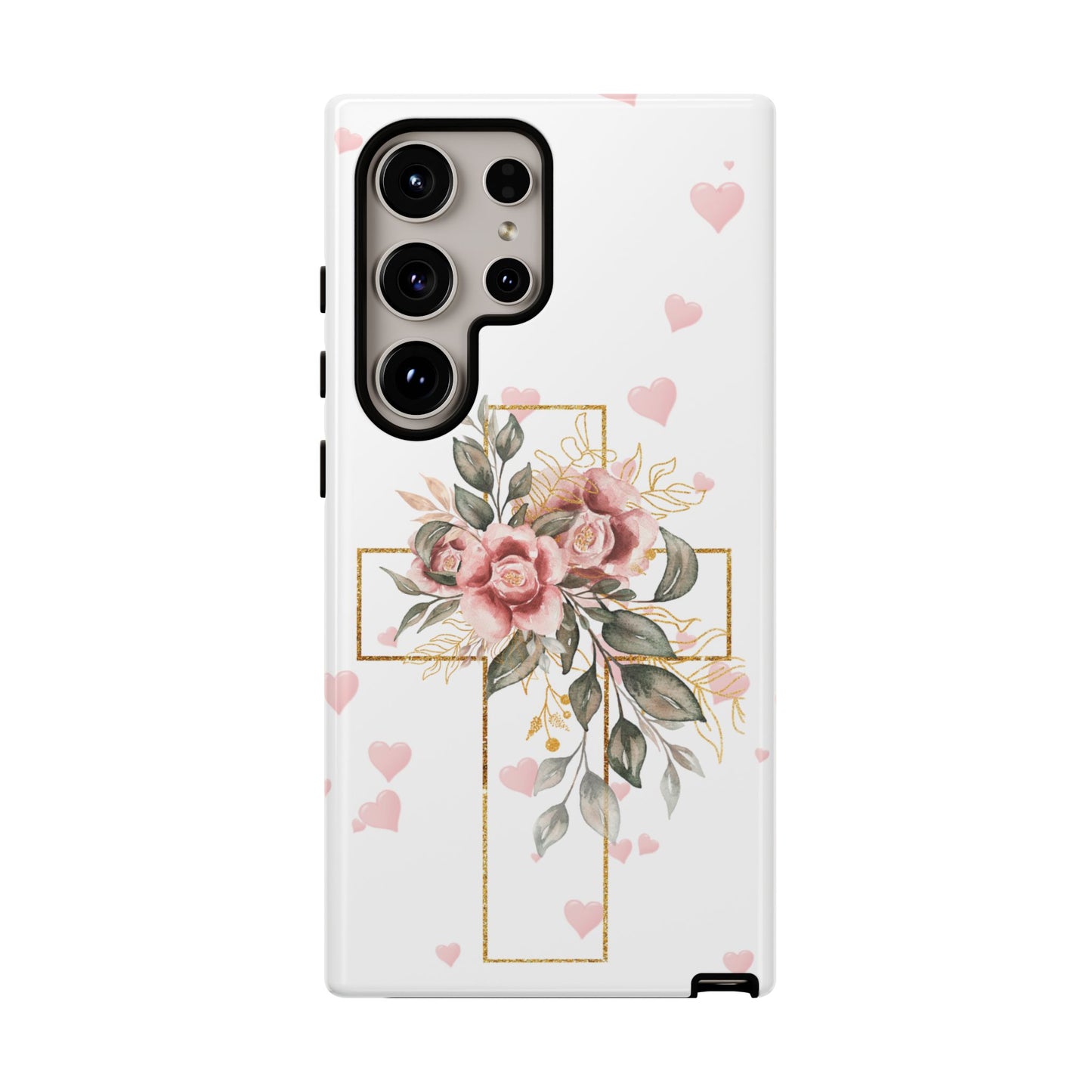 Pink Floral Cross Phone Case | Samsung, Google, & iPhone