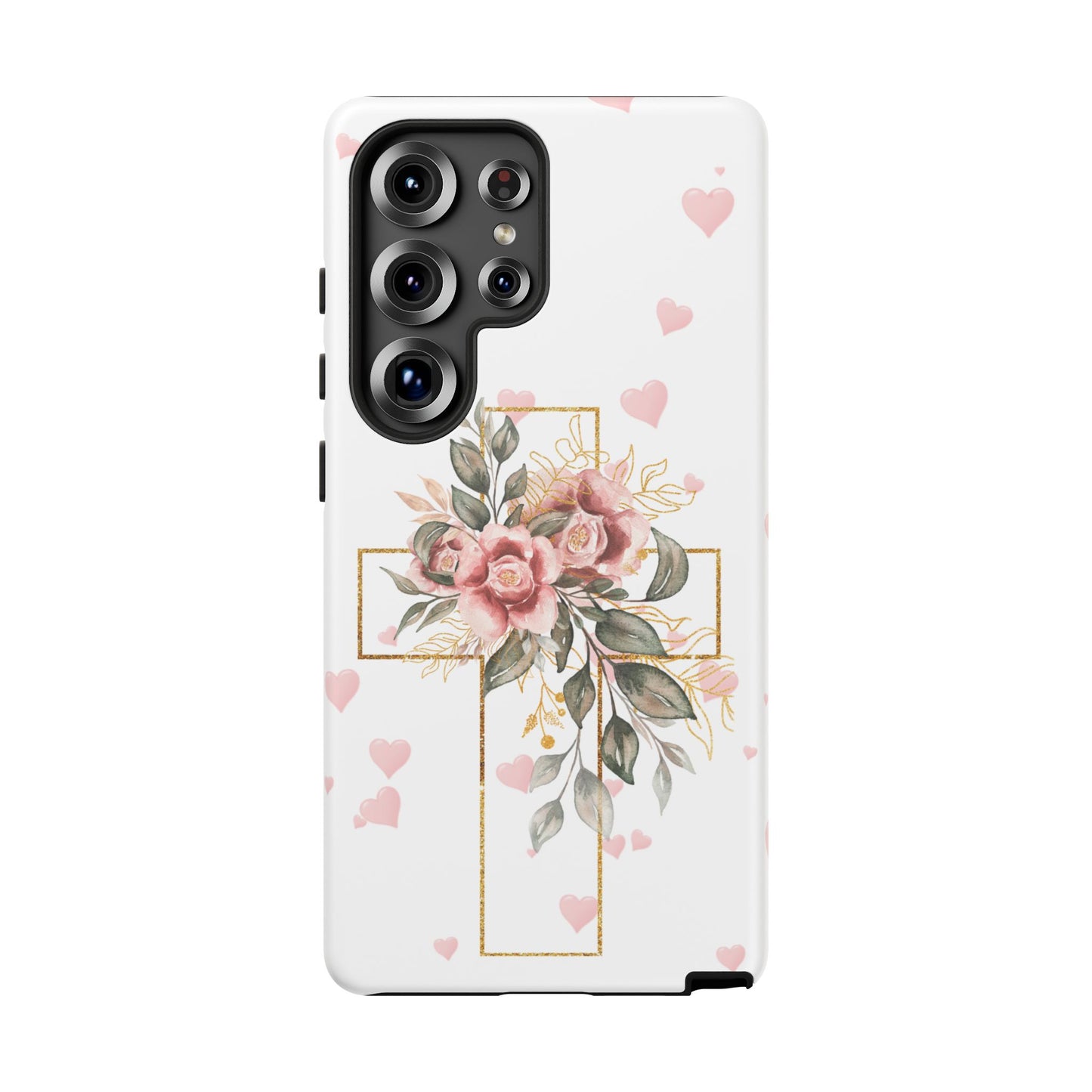 Pink Floral Cross Phone Case | Samsung, Google, & iPhone