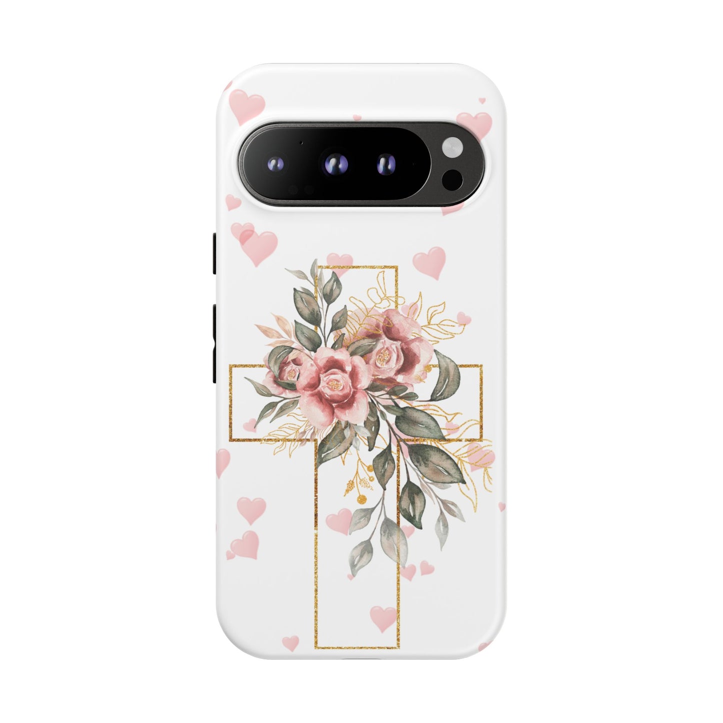 Pink Floral Cross Phone Case | Samsung, Google, & iPhone