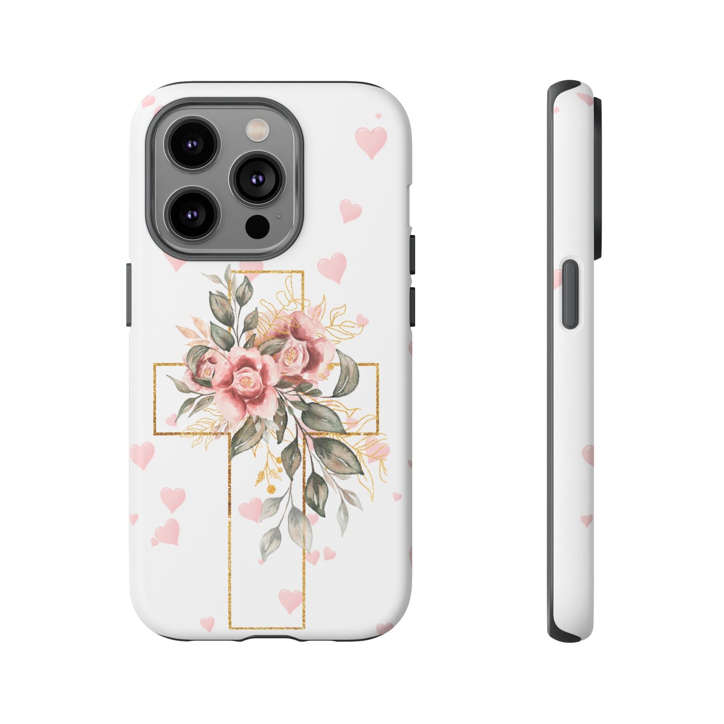 Pink Floral Cross Phone Case | Samsung, Google, & iPhone
