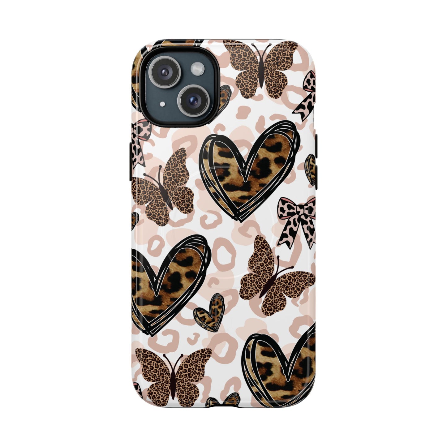 Cheetah Hearts & Butterflies | Tough MagSafe iPhone Case