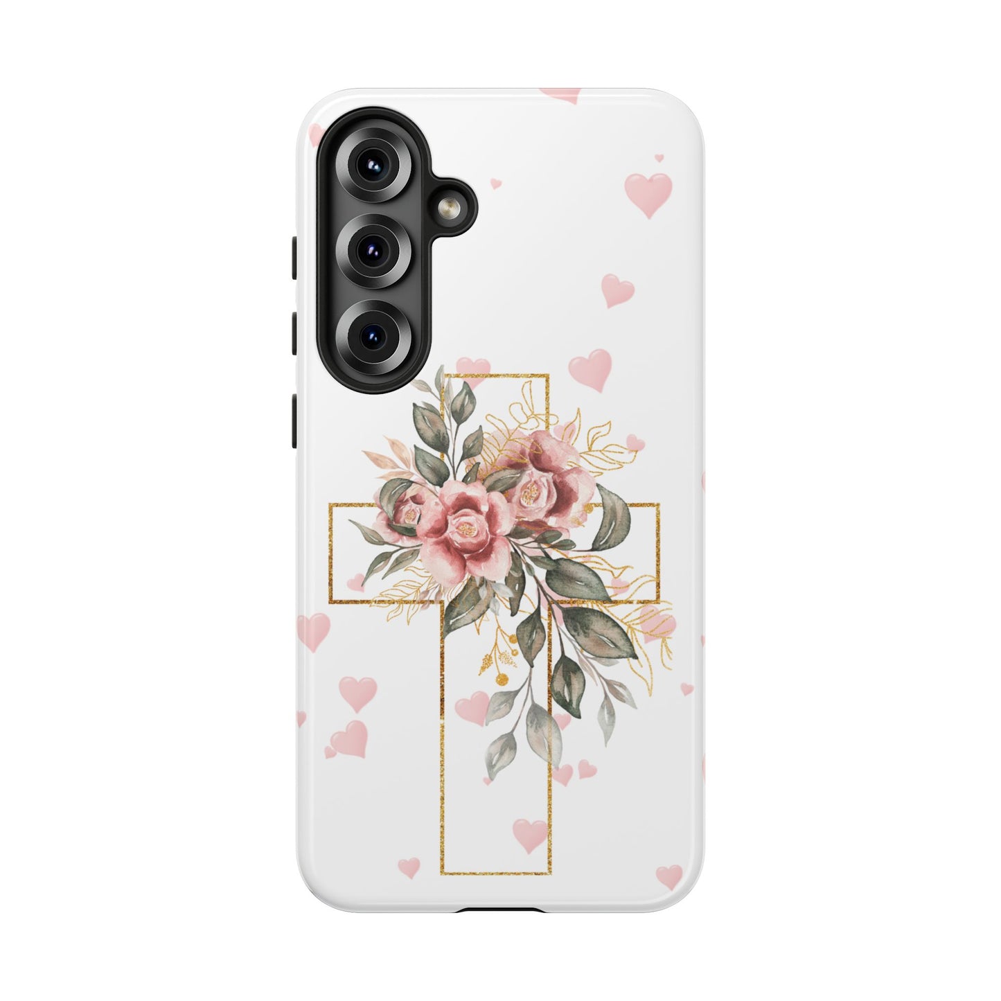 Pink Floral Cross Phone Case | Samsung, Google, & iPhone