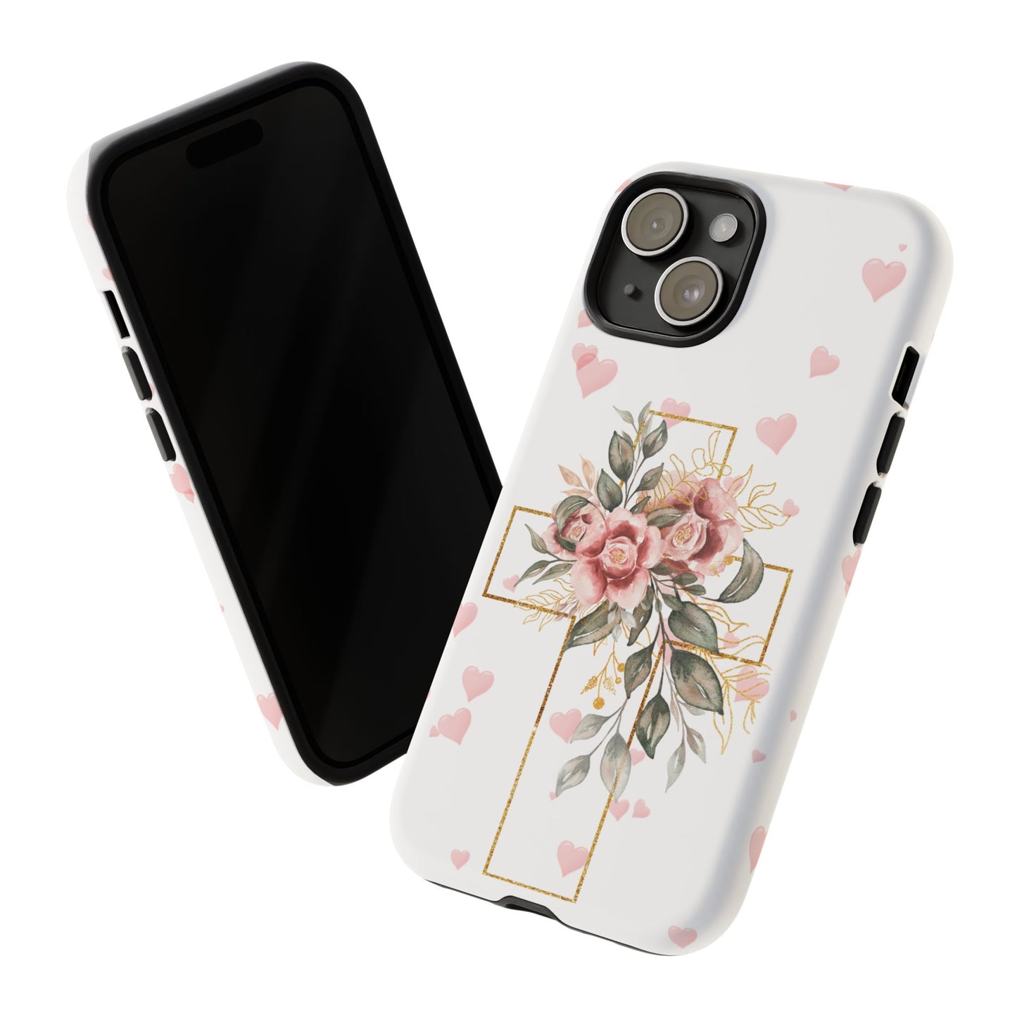 Pink Floral Cross Phone Case | Samsung, Google, & iPhone