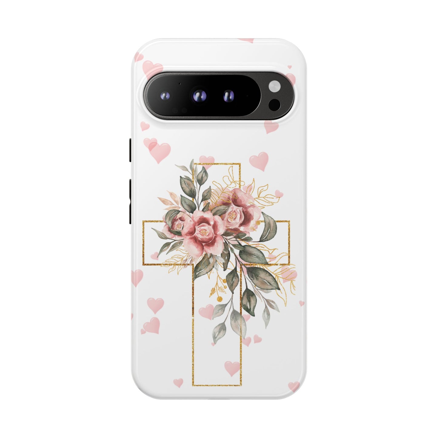 Pink Floral Cross Phone Case | Samsung, Google, & iPhone