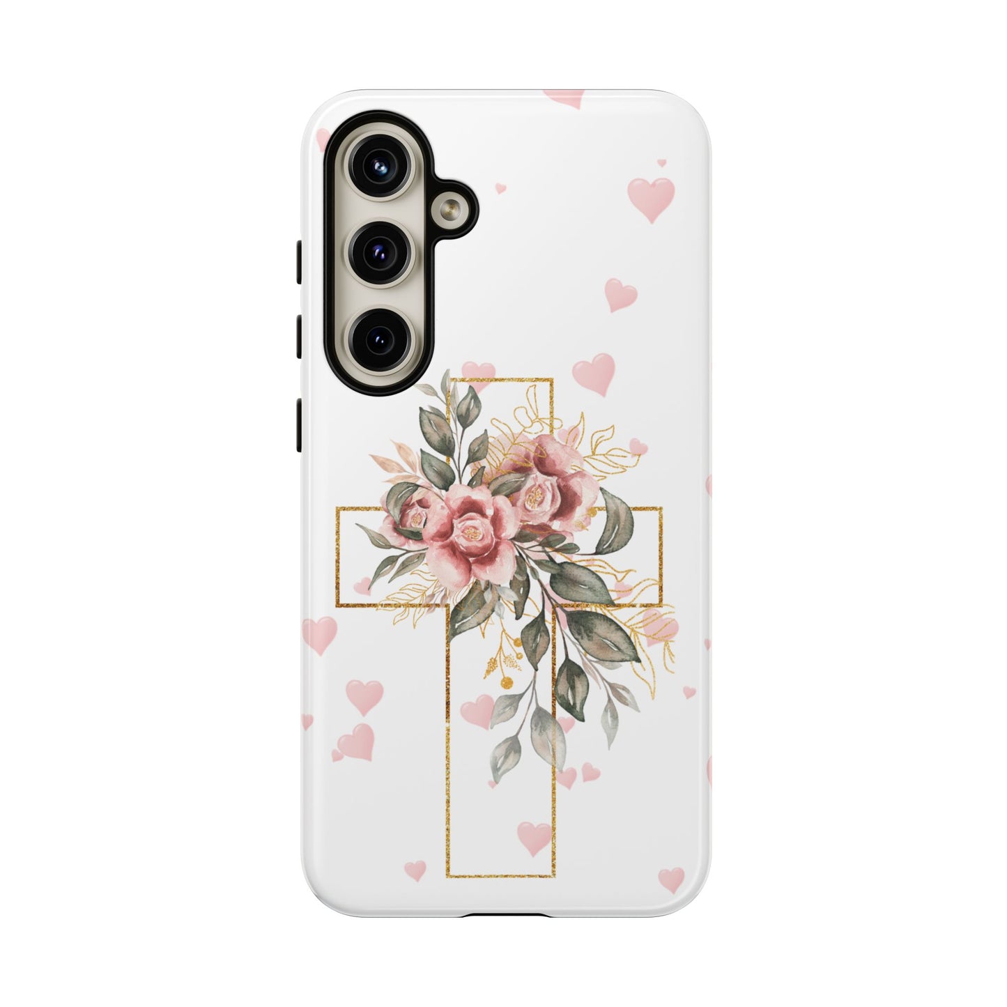 Pink Floral Cross Phone Case | Samsung, Google, & iPhone