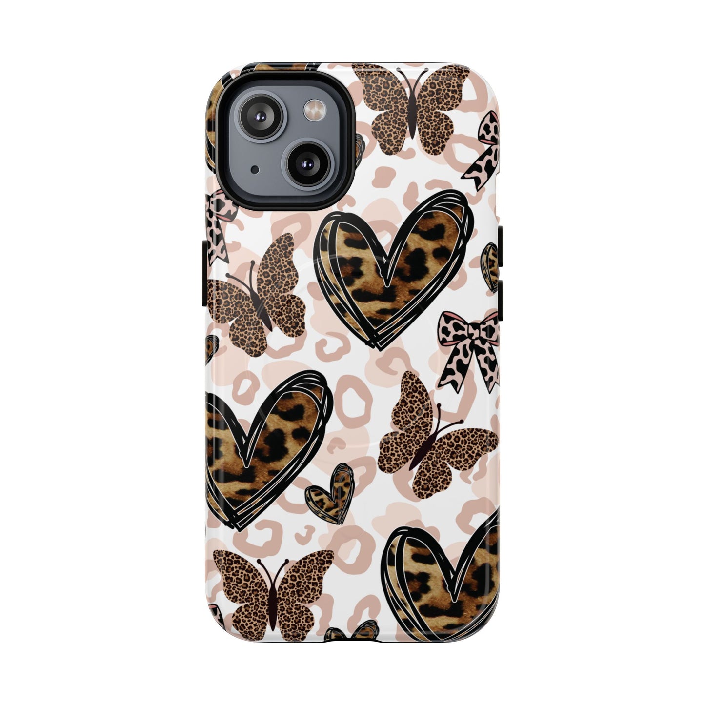 Cheetah Hearts & Butterflies | Tough MagSafe iPhone Case